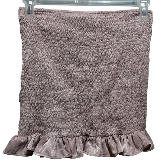 HYFVE Never Enough Smocked Elastic Ruffled Mini Skirt Mauve Sz L Fairycore NEW - Picture 3 of 5